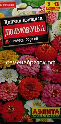 Цветы Цинния Дюймовочка (Аэлита) СЦ-00000498-1 - фото 384306